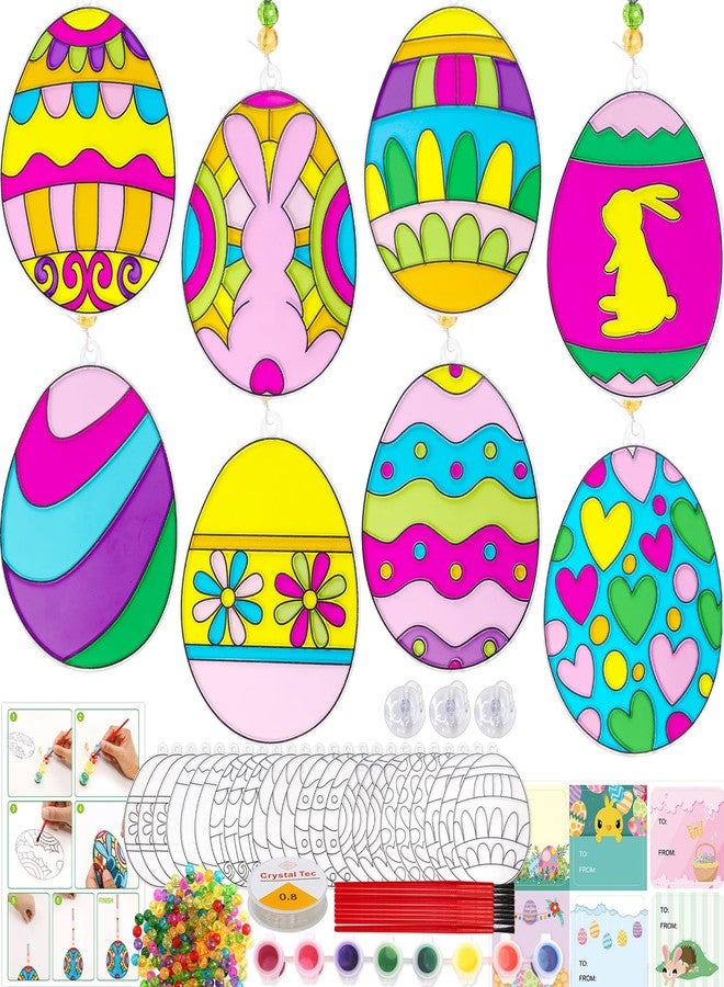 WorldBazaar Easter Egg Suncatchers Painting Crafts for Kids 24 Sets DIY Easter Window Painting Art Suncatchers Decorations Spring Christian Religious Activities Family Classroom Party Favors - Image 1